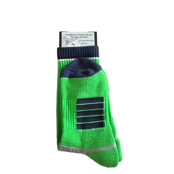 1 pair of Seattle Seahawks Lime Green Socks Adult M/L NEW - Picture 3 of 6
